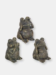 Hear No Evil, See No Evil, Speak No Evil Frog Trio Statues - Brown