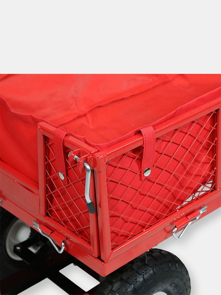 Heavy Duty Steel Garden Utility Cart and Liner Folding Sides 400lb