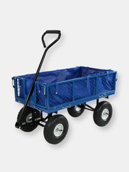 Heavy Duty Steel Garden Utility Cart and Liner Folding Sides 400lb - Dark Blue