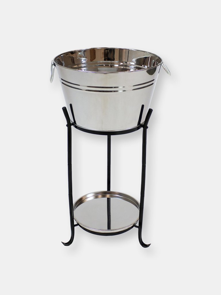 Ice Bucket Beverage Tub with Stand and Tray - Grey