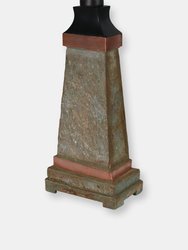 Indoor-Outdoor Copper Trimmed Slate Table Lamp - Electric - 30"