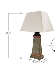 Indoor-Outdoor Copper Trimmed Slate Table Lamp - Electric - 30"