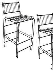 Indoor/Outdoor Steel Wire Bar-Height Chairs - Set Of 2 - Black