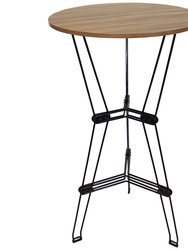 Indoor Steel Bar Table With Faux Woodgrain Tabletop - Black