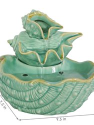 Indoor Tabletop Fountain w/ Stacked Seashells Water Feature