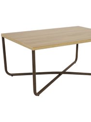 Industrial-Style MDP Cross Legs Coffee Table - Light Brown