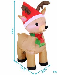 Inflatable Christmas Decoration - 3.5-Foot Santa's Cheerful Reindeer