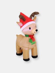 Inflatable Christmas Decoration - 3.5-Foot Santa's Cheerful Reindeer - Multi