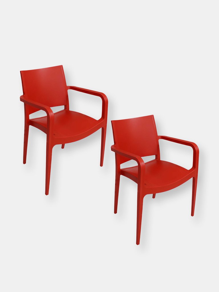 Landon Indoor Outdoor Plastic Dining Armchair - Red