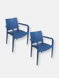 Landon Indoor Outdoor Plastic Dining Armchair - Sax Blue