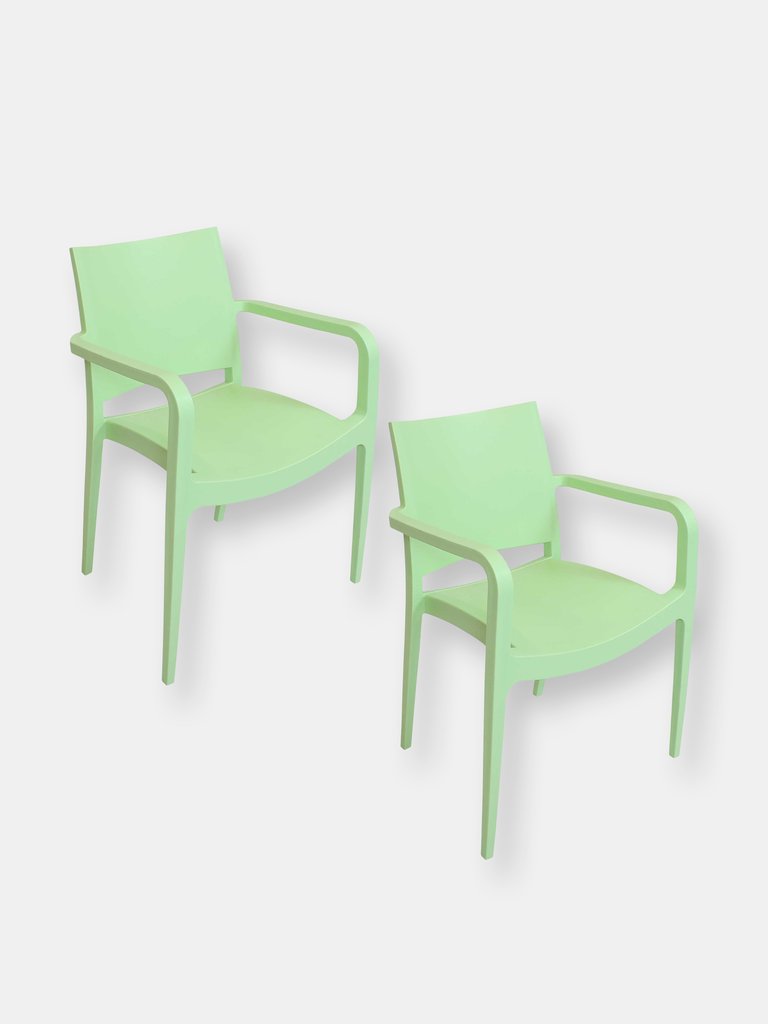 Landon Indoor Outdoor Plastic Dining Armchair - Light Green