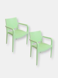 Landon Indoor Outdoor Plastic Dining Armchair - Light Green