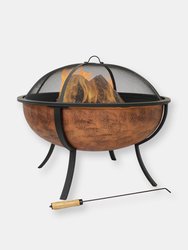 Large Copper Finish Outdoor Fire Pit Bowl with Screen - Gold