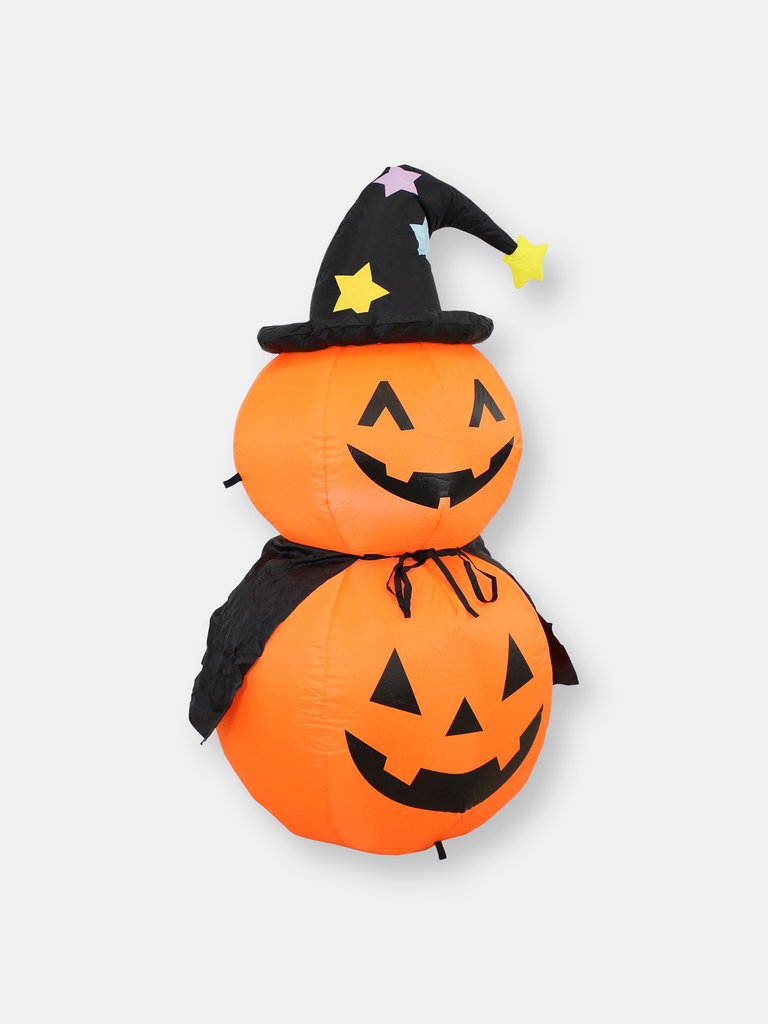 Large Inflatable Halloween Decoration - 4-Foot Jack-O'-Lantern Duo - Orange