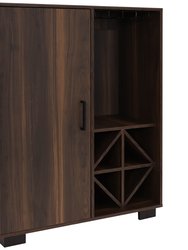 Lavina Wine Cabinet With Glass And Bottle Storage Shelves - Brown