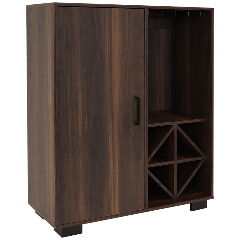 Lavina Wine Cabinet With Glass And Bottle Storage Shelves - Brown