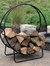 Log Rack 24" Black Steel Indoor Outdoor Log Hoop Firewood Storage