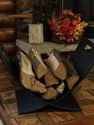 Log Rack 30" Black Steel Holder Firewood Storage Fireplace Accessory