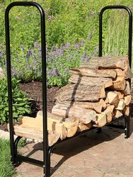 Log Rack 4' Black Steel Outdoor Firewood Stacker Storage Holder