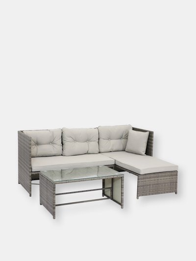Sunnydaze Decor Longford Patio Sectional Sofa Set With Cushions - Stone Gray Cushions product