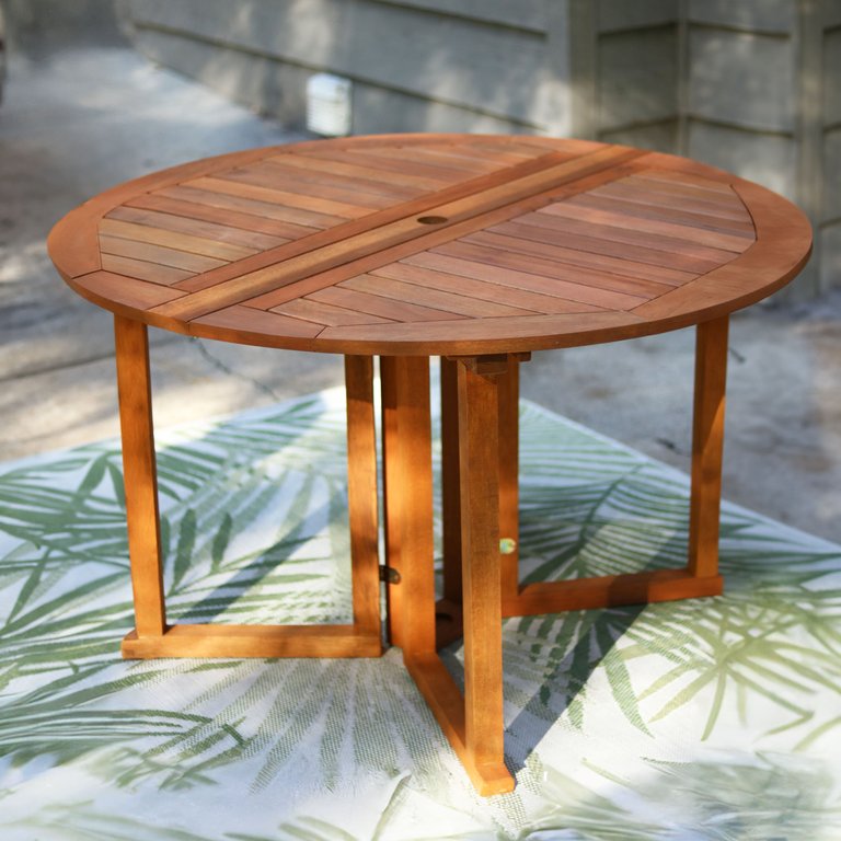 Malaysian Hardwood Gateleg Patio Table With Teak Oil Finish