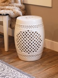 Marrakesh Lattice Ceramic Garden Stool 17.75" Red Plant Stand Side Table