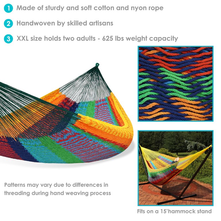 Mayan Family Hammock XXL Blue Handwoven Thick Cord