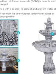 Mediterranean-Inspired 3-Tier Outdoor Water Fountain - 50"
