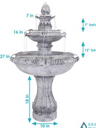 Mediterranean-Inspired 3-Tier Outdoor Water Fountain - 50"