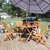 Meranti Wood 5-Piece Outdoor Folding Patio Dining Set