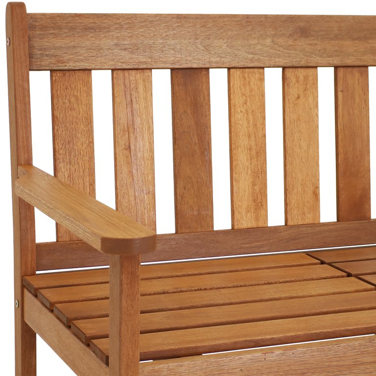 Meranti Wood Outdoor Occasional Bench with Teak Oil Finish