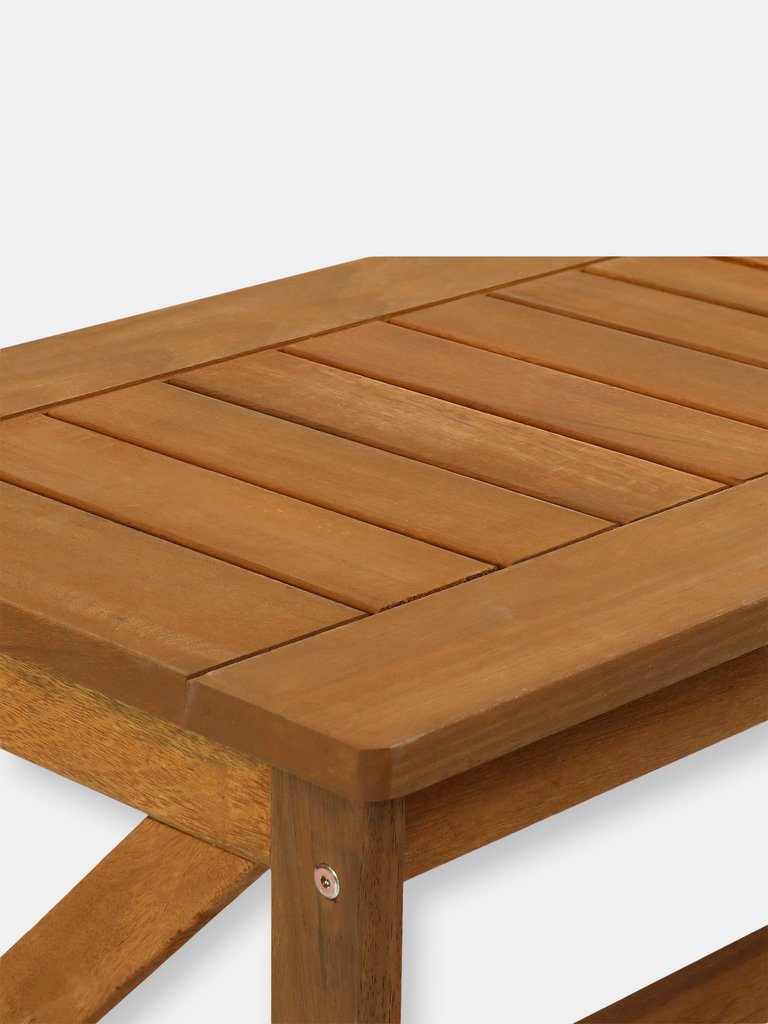 Meranti Wood Outdoor Patio Coffee Table with Teak Oil Finish