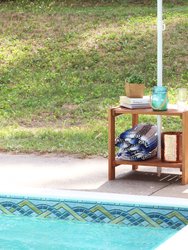 Meranti Wood Outdoor Side Table with Teak Oil Finish