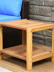 Meranti Wood Outdoor Side Table with Teak Oil Finish