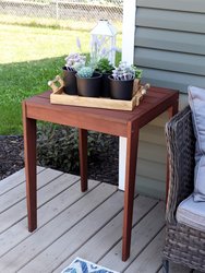 Meranti Wood with Mahogany Teak Oil Finish Outdoor Square Patio Table