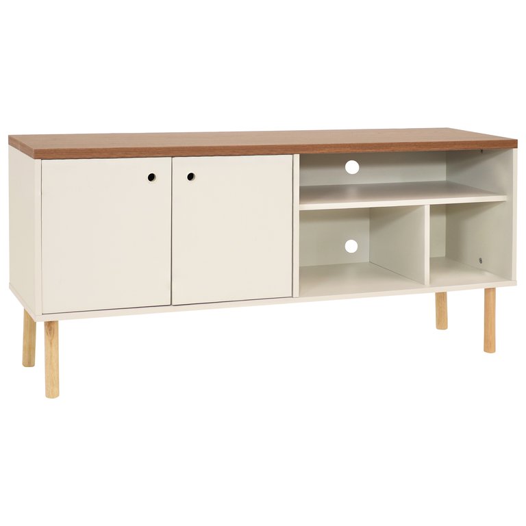 Mid-Centurn Modern TV Stand Console for 55" TV - Off-White