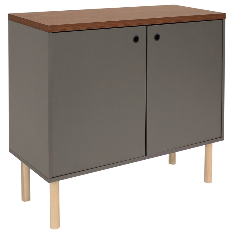 Mid-Century Modern 2-Door Accent Buffet Cabinet - Grey