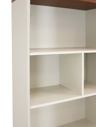 Mid-Century Modern 5-Shelf Bookshelf with Storage Cabinet - Latte