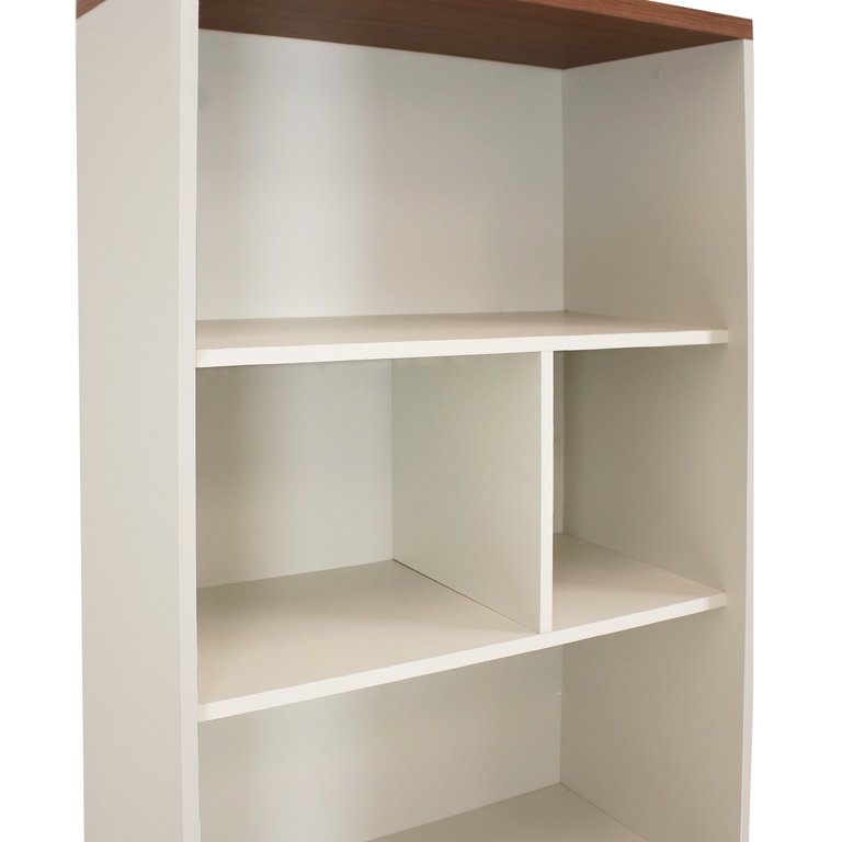 Mid-Century Modern 5-Shelf Bookshelf with Storage Cabinet - Latte