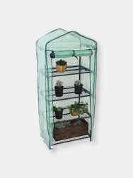 Mini Greenhouse 4 Shelves Outdoor Portable Garden Plant Green Growing Rack