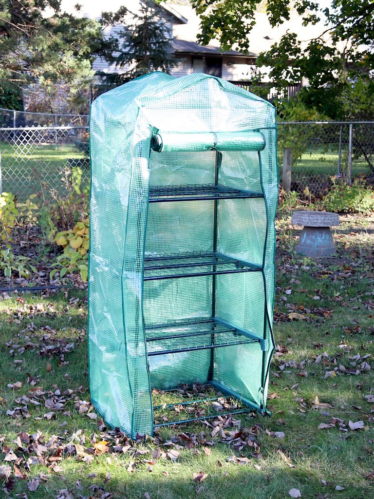 Mini Greenhouse 4 Shelves Outdoor Portable Garden Plant Green Growing Rack