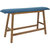 Modern Counter Height Dining High Bench With Blue Cushioned Seat Kitchen Bar - Brown