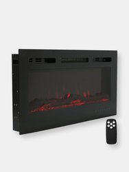 Modern Flame Mounted/Recessed Indoor Electric Fireplace - Black