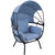 Modern Luxury Patio Lounge Chair with Retractable Shade - Blue