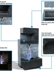 Modern Tiered Brick Wall Tabletop Water Fountain Feature w/  LED