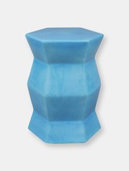 Moderno Geometric Ceramic Garden Stool - Blue
