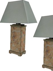 Natural Slate Table Lamp -Electric - 24" - Grey