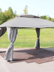 Navy 10x13 Foot Gazebo with Screens and Privacy Walls