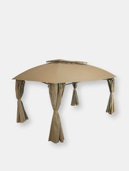 Navy 10x13 Foot Gazebo with Screens and Privacy Walls - Light Brown