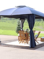 Navy 10x13 Foot Gazebo with Screens and Privacy Walls